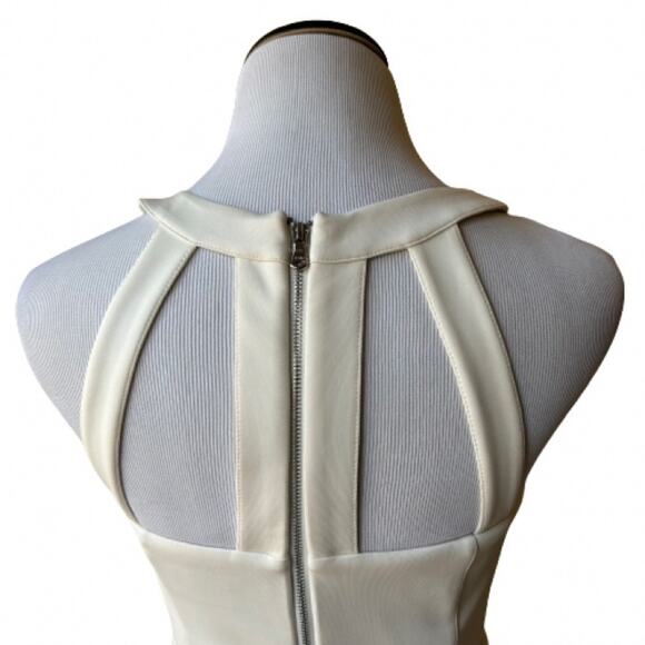 NWT GUESS Women Vintage Ivory Scuba Caged Cutout Strappy Side Mesh Dress. Size 4 - Picture 8 of 11